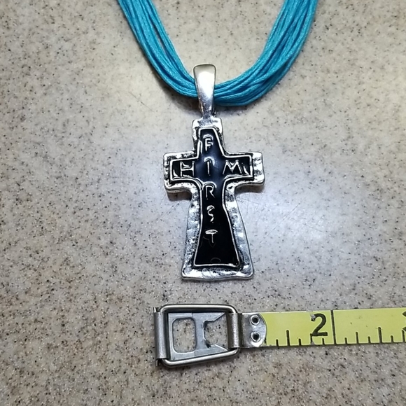 Cross Pendant HIM FIRST Silver /Black tones - Picture 9 of 9